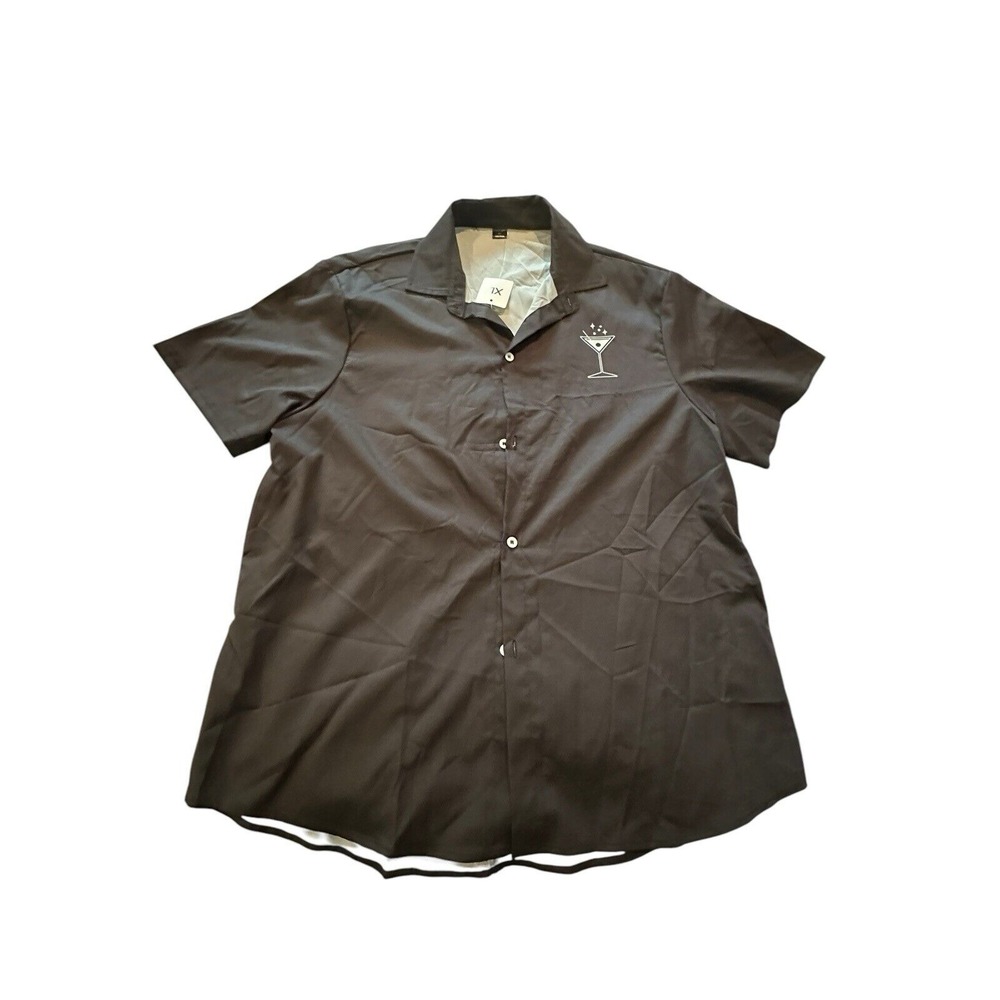 Button Up Men's Shirt XL Short Sleeve‎ Black Martini Brand New With Tag Stylish